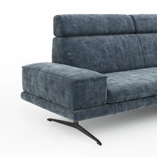 Sofa Hubertus - 2,5-Sitzer, Kopfstütze verstellbar, Stoff, Blau