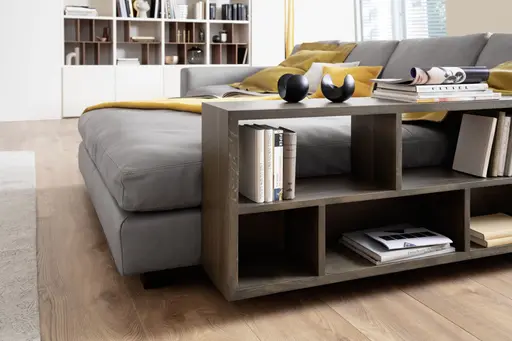 Ecksofa Aprino 1 - 2,5-Sitzer mit Longchair rechts, Leder, Grau