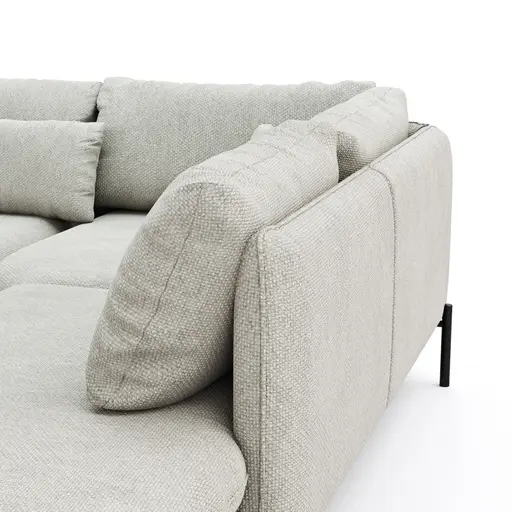 Ecksofa Birte - 2,5-Sitzer, Ecke rechts, Flachgewebe, Hellgrau