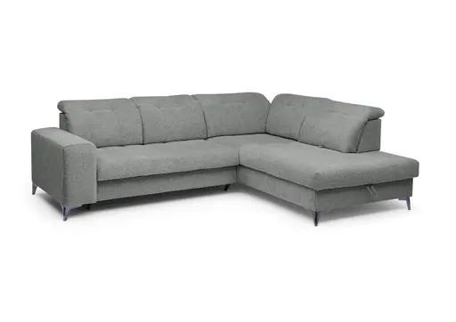 Ecksofa -2-Sitzer mit Ecke rechts, Kopfteil verstellbar, Sitztiefe verstellbar motorisch, Stoff, Anthrazit