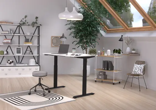 Schreibtisch GELI - höhenverstellbar, LB ca. 120x80 cm, Weiß, Schwarz