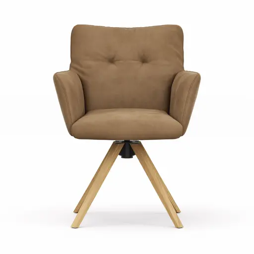 Armlehnstuhl Nashville - drehbar, Leder, Braun