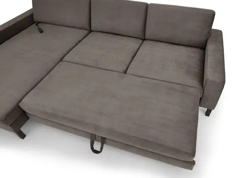 Ecksofa CALM MOVE 2.0 - Longchair links mit 2,5-Sitzer, Schlaffunktion, Feincord, Taupe