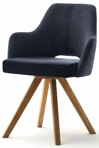 Schalenstuhl MIXIE - Rückstellfunktion, Stoff, Dunkelblau