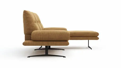 Ecksofa Lucero - 2-Sitzer mit Longchair rechts inkl. Rückenlehne/Armlehne/Sitztiefe verstellbar und drehbares Sitzelement, Stoff, Senfgelb