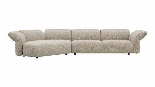 Trapezsofa Motone - Ecke links mit 2-Sitzer, Stoff, Beige