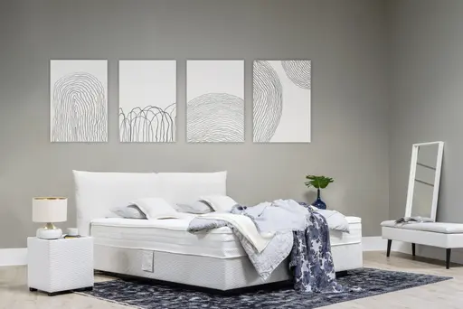 Boxspringbett - Liegefläche ca. 200x210 cm, Stoff, Creme