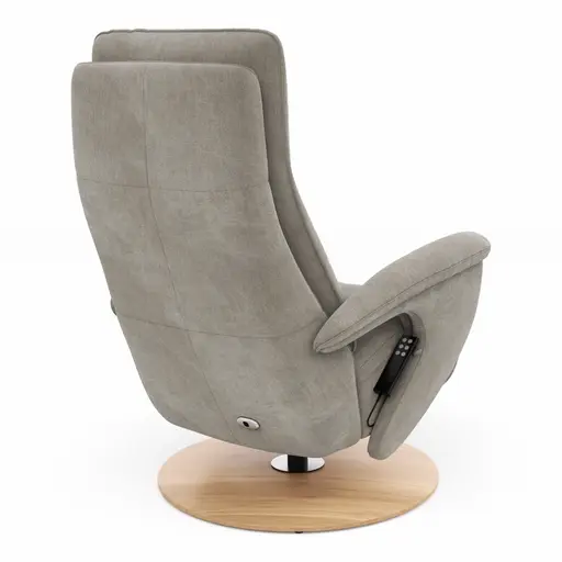 Sessel Tulsa Relax - Größe M, inkl. Fußteil/Rückenlehne verstellbar (motorisch), inkl. Kopfteilverstellung, Stoff, Graubeige
