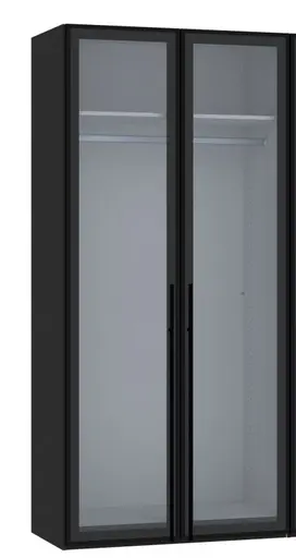 Drehtürenschrank JOIN IT- B ca. 101 cm,  Schwarz, Glas, Grau