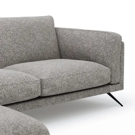 Ecksofa Valdemoro - Longchair mit 2,5-Sitzer rechts inkl. Rückenlehne verstellbar, Stoff, Grau