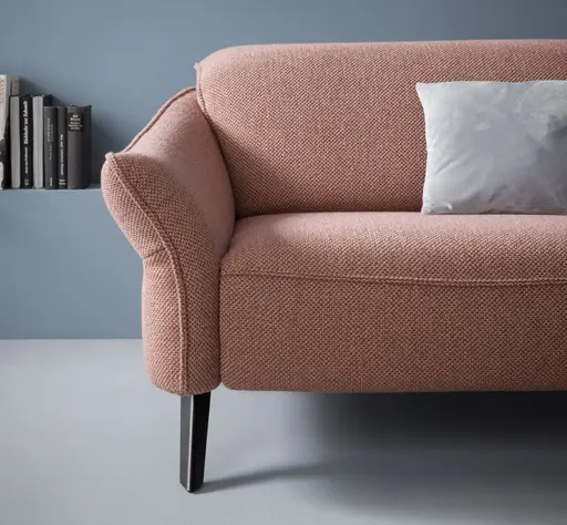 Ecksofa Bormio - 3-Sitzer mit Longchair rechts inklusive Relaxfunktion (motorisch), Stoff, Pfirsich