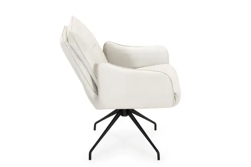 Armlehnstuhl - drehbar, Leder, Silbergrau