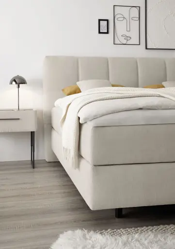 Boxspringbett - Liegefläche ca. 180x200 cm, Stoff, Grau