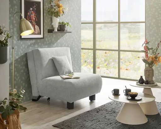 Faltsessel EBBY - ohne Armlehne inkl. Schlaffunktion, Stoff, Grau