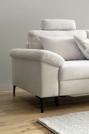 Ecksofa - 2,5-Sitzer mit Ecke rechts, Stoff, Natur