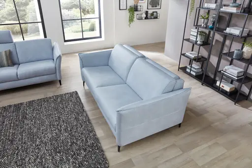 Sofa Mendoza - 2,5-Sitzer, Leder, Eisblau