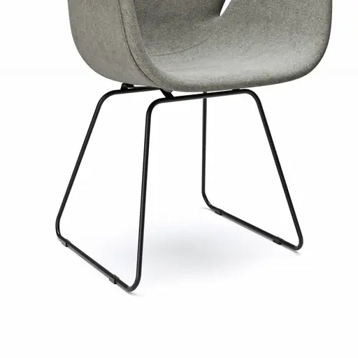 Armlehnstuhl Tooon - Stoff Kristallgrau, Kufe, Schwarz