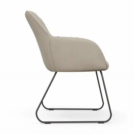 Armlehnstuhl Noli - Leder, Limone, Kufe