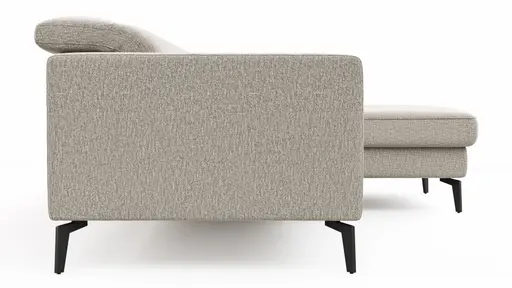 Ecksofa Rafaela 2.0 - 2,5-Sitzer mit Longchair rechts inkl. Kopfteilverstellung, Stoff, Champagner