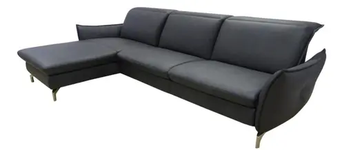 Ecksofa - Longchair links mit 2-Sitzer rechts, Leder, Anthrazit