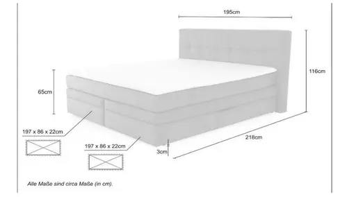 Boxspringbett- Liegefläche ca. 180x200 cm, Stoff, Rosa, Basic