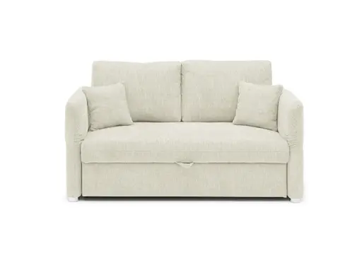 Sofa JORDEN - 2,5-Sitzer, inkl. Schlaffunktion, verstellbare Armlehnen, Stoff, Creme