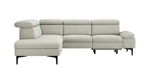 Ecksofa Felipa - Ecke links mit 2,5-Sitzer inkl. Armlehne verstellbar und Rückenlehne/Sitztiefe verstellbar (motorisch), Stoff, Natur