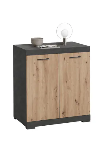 Kommode - Grau, Eiche Dekor