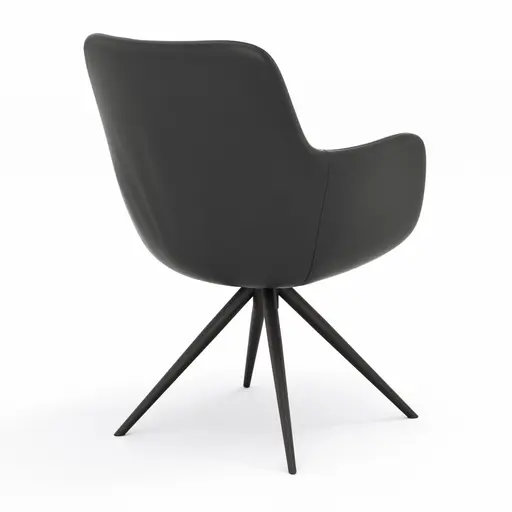 Armlehnstuhl Mis Legere - Leder, Schwarz, Stativ, Anthrazit