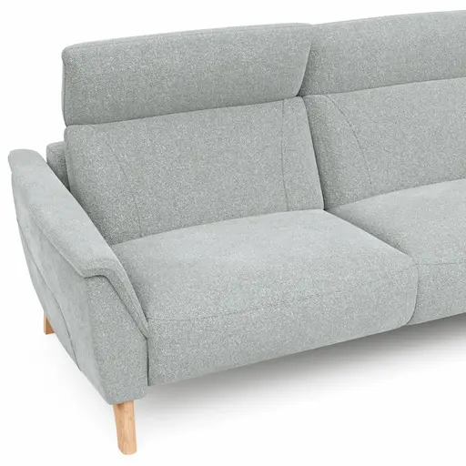 Sofa Nevin - 3-Sitzer inkl. Kopfpolsterverstellung, Stoff, Silbergrau