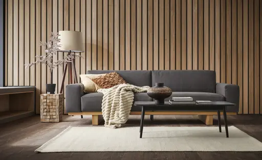 Sofa Anaheim - 3,5-Sitzer, Leder, Anthrazit