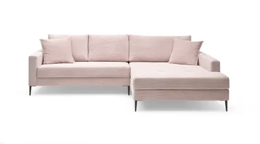 Ecksofa- 3-Sitzer, Ecke rechts, Stoff, Rosa