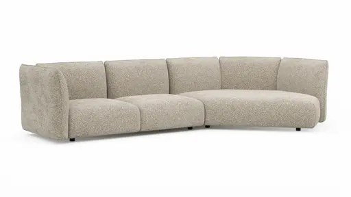 Trapezsofa Motone - 2-Sitzer mit Ecke rechts, Stoff, Beige