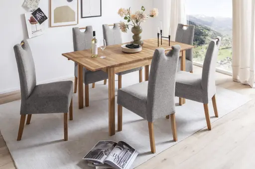 Esstisch - ausziehbar, LB ca. 125x80 cm, Wildeiche massiv geölt