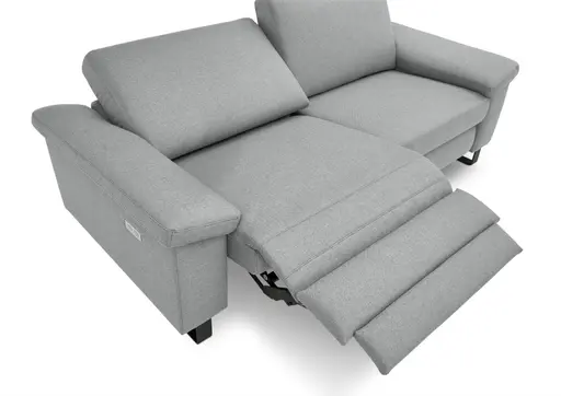 Sofa CALM PLUS 2.0 - 3-Sitzer, Relaxfunktion teilmotorisch, Stoff, Silbergrau