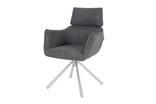 Armlehnstuhl MASHA - drehbar, Stoff, Grau