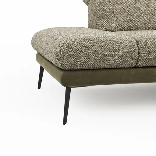 Ecksofa Elena - 2,5-Sitzer und Longchair rechts, Kopfteil/Armlehne verstellbar, Stoff Limette