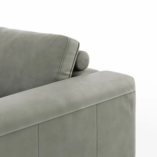 Ecksofa Solano - Ecke Links, 2,5-Sitzer, Leder, Hellgrau