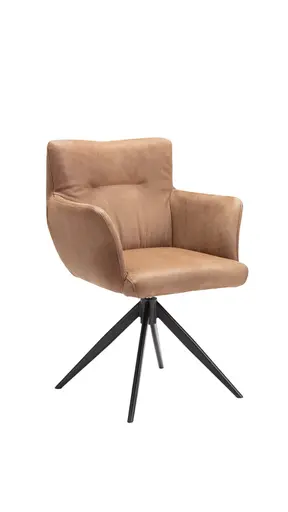 Armlehnstuhl Nashville - inkl. Dreh- und Wippfunktion, Leder, Braun