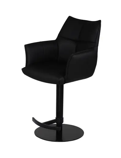 Barhocker MELE - drehbar, höhenverstellbar, Leder, Schwarz