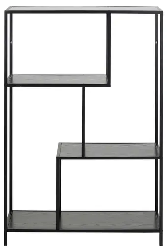 Bücherregal - Esche schwarz, Metall schwarz