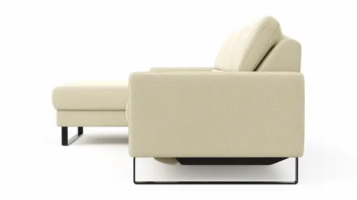 Ecksofa Valera - Longchair mit 3-Sitzer rechts inkl. Rückenlehne verstellbar und Relaxfunktion motorisch, Stoff, Natur