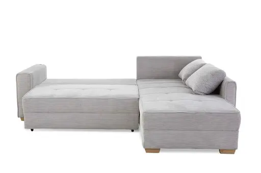 Ecksofa JAMELL - 2,5-Sitzer, Ecke rechts inkl. Schlaffunktion mit Bettkasten, Stoff, Hellgrau