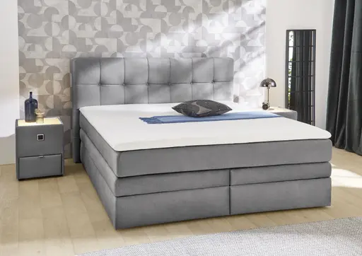 Boxspringbett- Liegefläche ca. 180x200 cm, Stoff, Grau, Basic