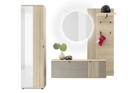 Hängeschuhschrank - B ca. 133 cm, Riva Eiche Nachbildung, Basalt