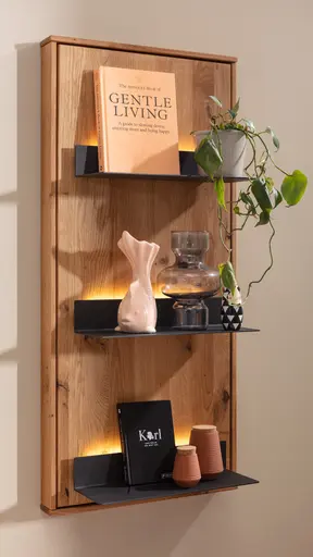 Wohnwand Fibra - inkl. Beleuchtung, Asteiche teilmassiv, natur, geölt