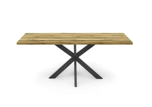 Esstisch - LB ca. 180x90 cm, Plankeneiche, Schwarz