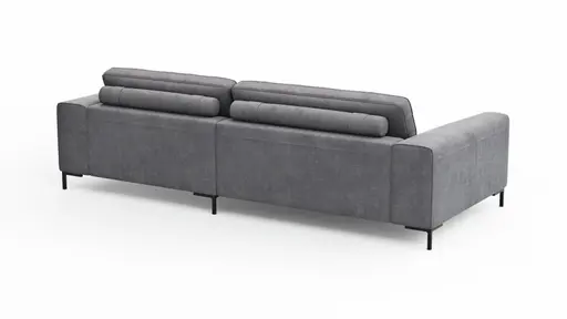 Ecksofa Solano - 1,75-Sitzer mit Longchair Rechts, Stoff, Grau