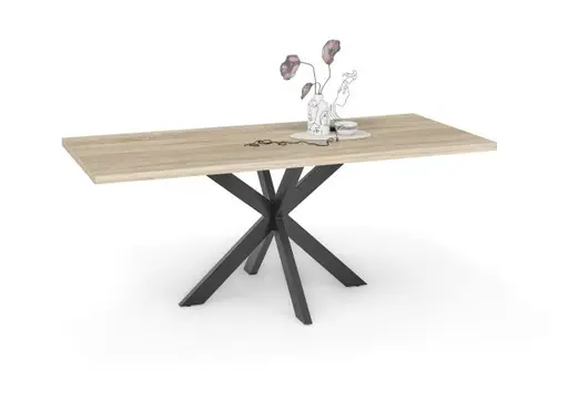 Esstisch - LB ca. 180x90 cm, Eiche sägerau, Schwarz