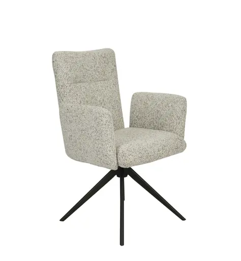 Armlehnstuhl MYLENE - drehbar, Stoff, Schwarz-Weiß